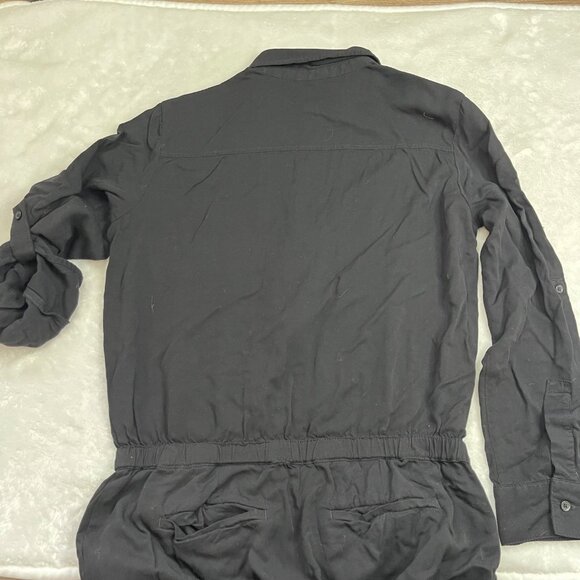 LOFT Utility Jumpsuit Women's Size Small Front Zip Black 100% Rayon Ankle NEW‎ - Picture 13 of 15